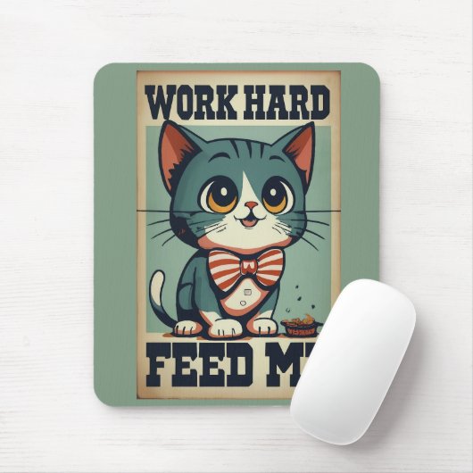 Werk hard Oude  Cat Muismat (Met muis)