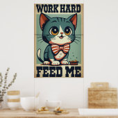 Werk hard Oude Cat Poster (Keuken)