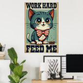 Werk hard Oude Cat Poster (Thuiskantoor)