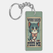 Werk hard Oude  Cat Sleutelhanger (Voorkant Links)