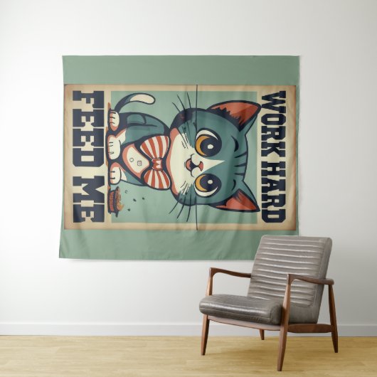 Werk hard Oude Cat Wandkleed (In Situ (horizontaal))