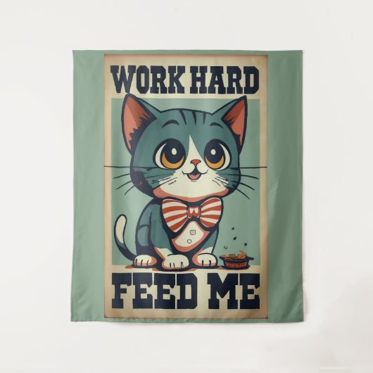 Werk hard Oude Cat Wandkleed (Voorkant)