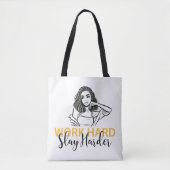 "Werk hard, sla harder" Motivatie Tote Bag (Voorkant)