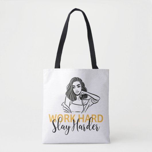 "Werk hard, sla harder" Motivatie Tote Bag (Voorkant)