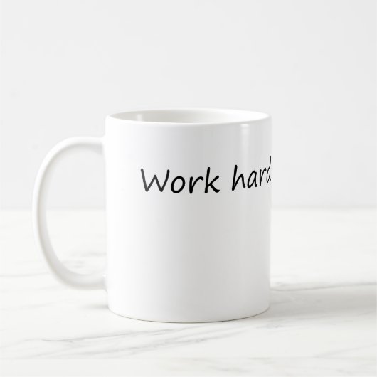 Werk hard Snack vaak - grappige motivatie Koffiemok (Links)