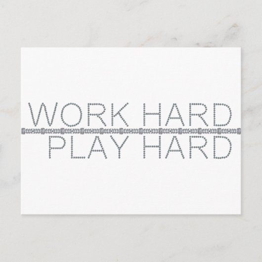 Werk hard, speel hard briefkaart (Voorkant)
