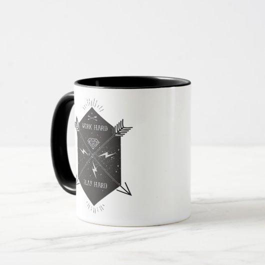 Werk hard Speel zo hard Klassiek Mok (Voorkant links)