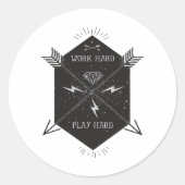 Werk hard Speel zo hard Klassiek Ronde Sticker (Voorkant)