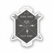 Werk hard Speel zo hard Klassiek Sticker (Voorkant)