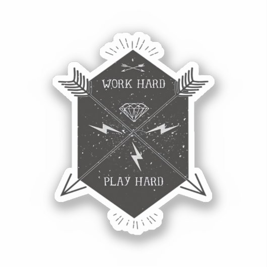 Werk hard Speel zo hard Klassiek Sticker (Voorkant)