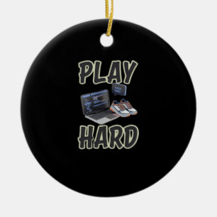 Werk hard Speel zo hard Motivatie tech en sport Keramisch Ornament