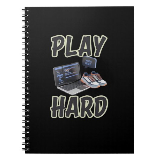 Werk hard Speel zo hard Motivatie tech en sport Notitieboek (Voorkant)