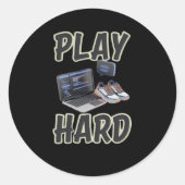 Werk hard Speel zo hard Motivatie tech en sport Ronde Sticker (Voorkant)
