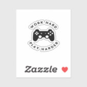 Werk hard Speel zo hard Ontwerp Classic Sticker (Vel)