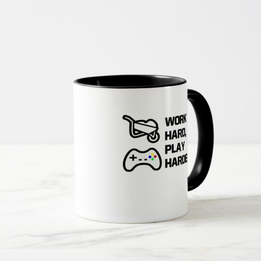 Werk hard, speel zo hard Statement Design Classic Mok (Voorkant rechts)