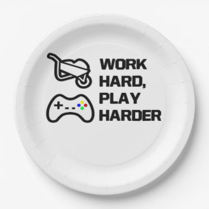 Werk hard, speel zo hard Statement Design Classic Papieren Bordje