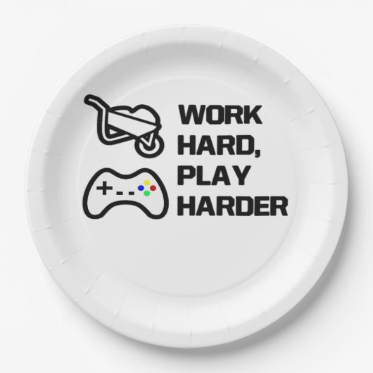 Werk hard, speel zo hard Statement Design Classic Papieren Bordje (Voorkant)
