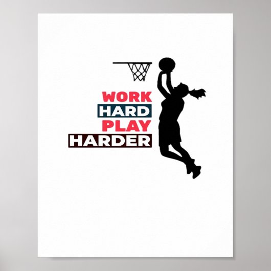 Werk hard Speel zo hard Vrouw basketbalspeler CL Poster (Voorkant)