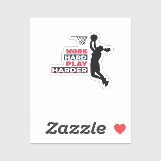 Werk hard Speel zo hard Vrouw basketbalspeler CL Sticker (Vel)