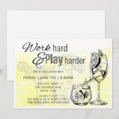 Werk Hard Spelen Harder Happy Hour Uitnodigen Kaart (Voorkant / Achterkant)