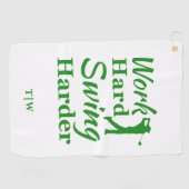Werk Hard Swing Harder Grappig Golf Thema Golfhanddoek (Horizontaal)