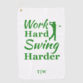 Werk Hard Swing Harder Grappig Golf Thema Golfhanddoek