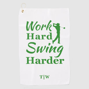Werk Hard Swing Harder Grappig Golf Thema Golfhanddoek