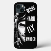 Werk hard, Vlieg harder, Piloot, Comic Case-Mate iPhone Case (Achterkant)