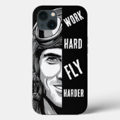 Werk hard, Vlieg harder, Piloot, Comic Case-Mate iPhone Case (Achterkant)