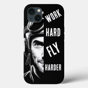 WERK hard, Vlieg Harder, Piloot, Strip Case-Mate iPhone Case
