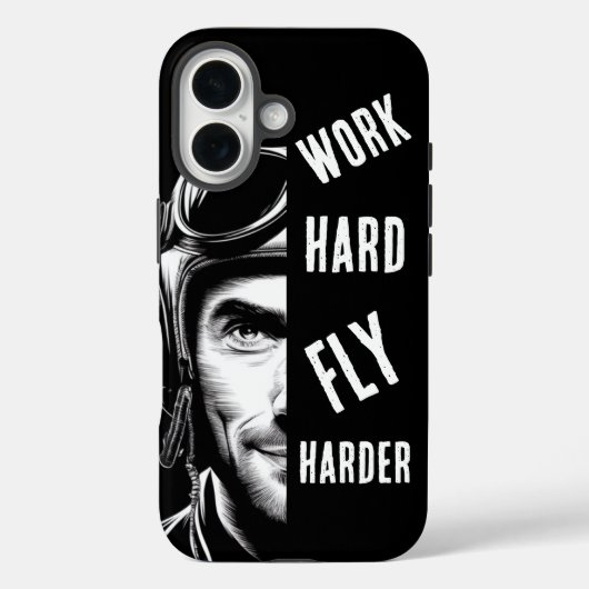 WERK hard, Vlieg Harder, Piloot, Strip Case-Mate iPhone Case (Achterkant)