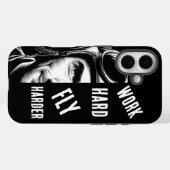 WERK hard, Vlieg Harder, Piloot, Strip Case-Mate iPhone Case (Achterkant (horizontaal))