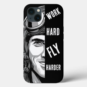 WERK hard, Vlieg Harder, Piloot, Strip Case-Mate iPhone Case