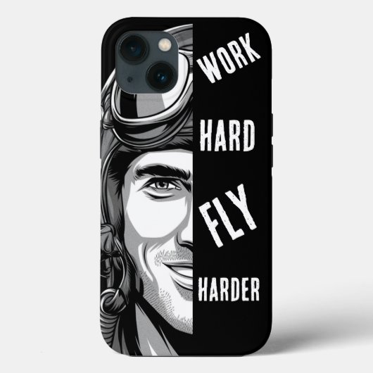 WERK hard, Vlieg Harder, Piloot, Strip Case-Mate iPhone Case (Achterkant)