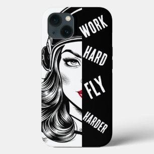 WERK hard Vlieg Harder, Piloot Vrouw,Luchtvaart Case-Mate iPhone Case