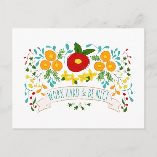Werk hard, wees aardig briefkaart (Voorkant)