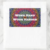 Werk hard, werk harder rechthoekige sticker (Tas)
