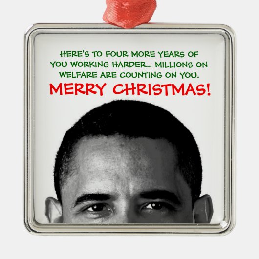 Werk harder met kerst Barack Obama Metalen Ornament (Voorkant)