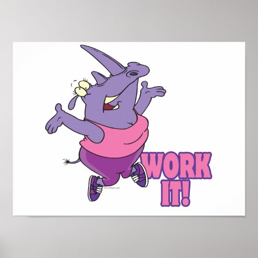 werk het grappige fitness - werk met rhino poster (Voorkant)