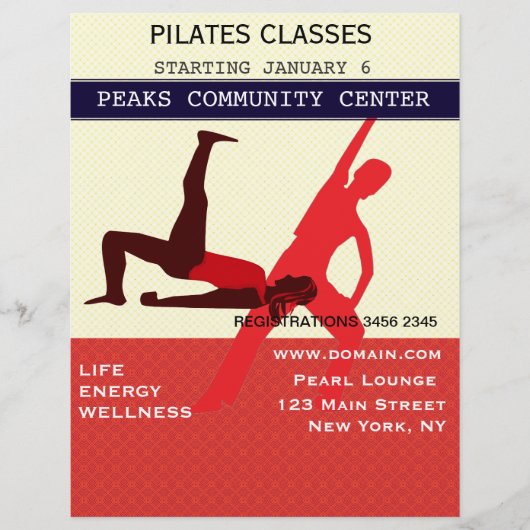 Werk het uit! Pilates Yoga Exercise Workout Flyer (Voorkant)