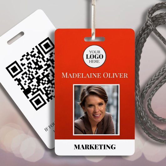 Werk-ID-foto QR-code rood logo-badge Badge