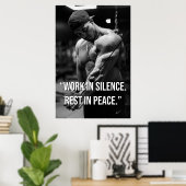 Werk in stilte, rust in vrede Gym Motivatie Quote Poster (Thuiskantoor)