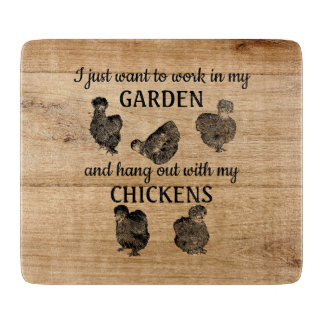Werk in tuin Hang met kippen Snijplank