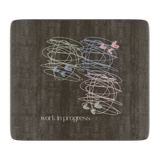 Werk in uitvoering - Krabbel en harten Snijplank (Voorkant)