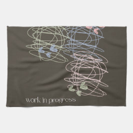 Werk in uitvoering krabbelontwerp theedoek