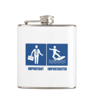 Werk is belangrijk, surfen is belangrijk heupfles