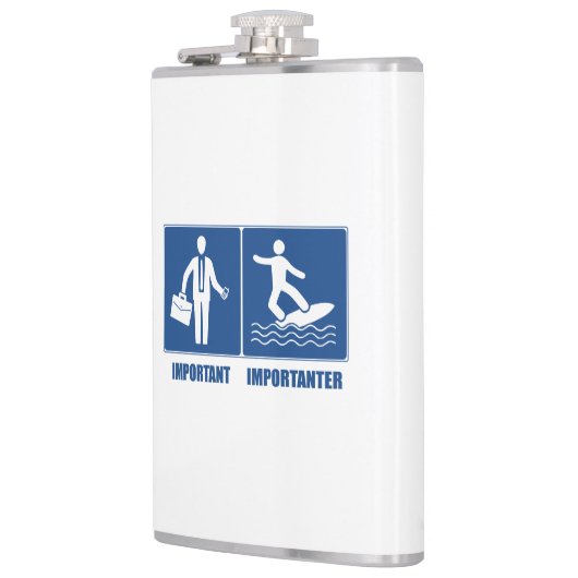 Werk is belangrijk, surfen is belangrijk heupfles (Links)