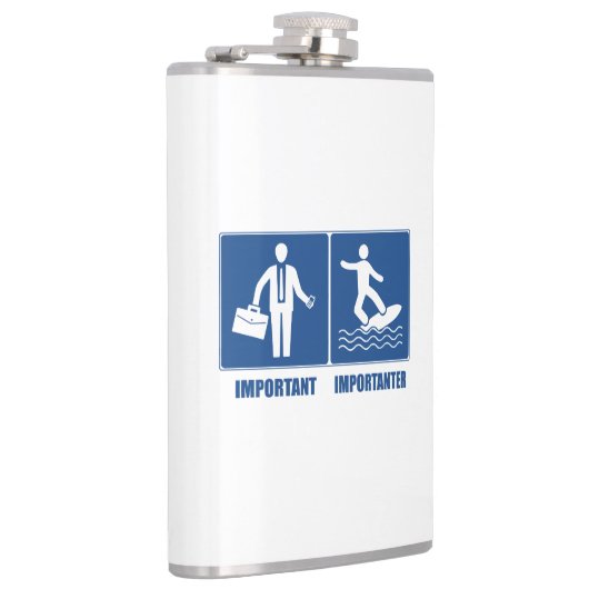 Werk is belangrijk, surfen is belangrijk heupfles (Rechts)