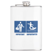 Werk is belangrijk, surfen is belangrijk heupfles (Voorkant)