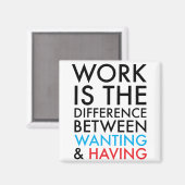 Werk is het verschil tussen willen en hebben magneet (Voorkant / Achterkant)